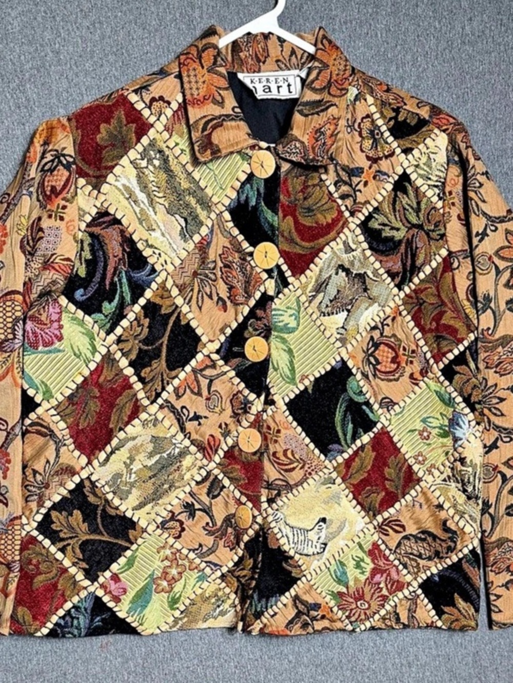 Keren Hart Floral Patchwork Jacket Size Medium Like New boho patchwork